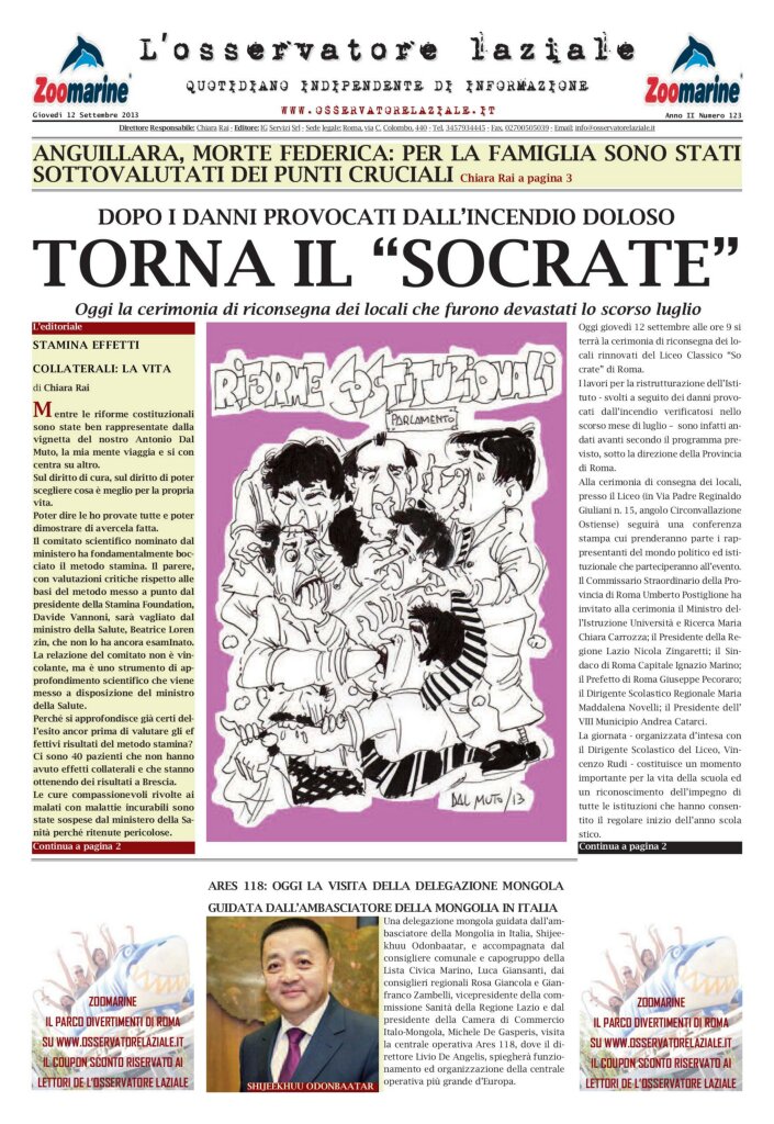 L'osservatore d'Italia edizione del 12 Settembre 2013